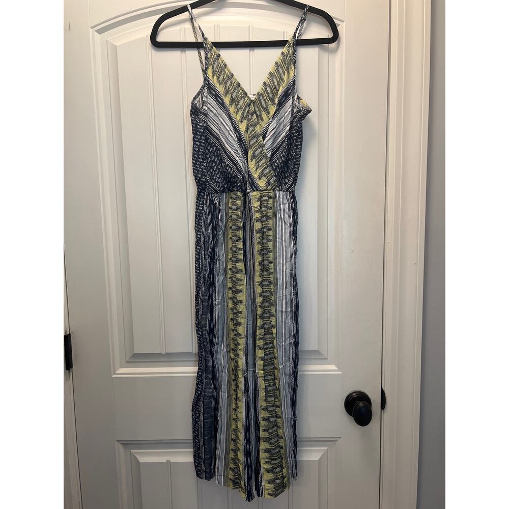 BCBGENERATION Women’s V-Neck Sleeveless Wide Leg Jumpsuit Size S Blue Green